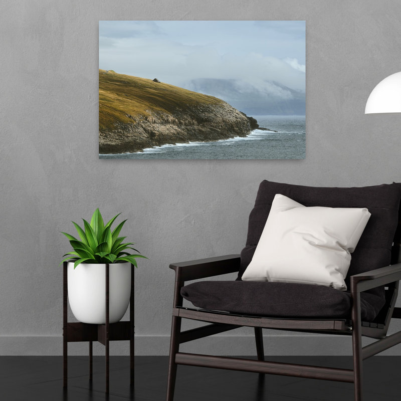 Art mural abstrait paysage côtier à distance, H 16 po x l 24 po