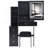 29.2" Small Size Left Bedside Cabinet Vanity Table + Cushioned Stool, 2 AC+2 USB Power Station, Hair Dryer Bracket, Extra Large Touch Control Sliding LED Mirror, Tri-Color Switching, Brightness Adjust-1193050863