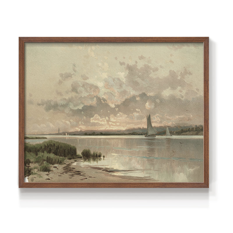 Paysages rétro-CDIX - reproduction encadrée, H 11 po x l 14 po, Noyer