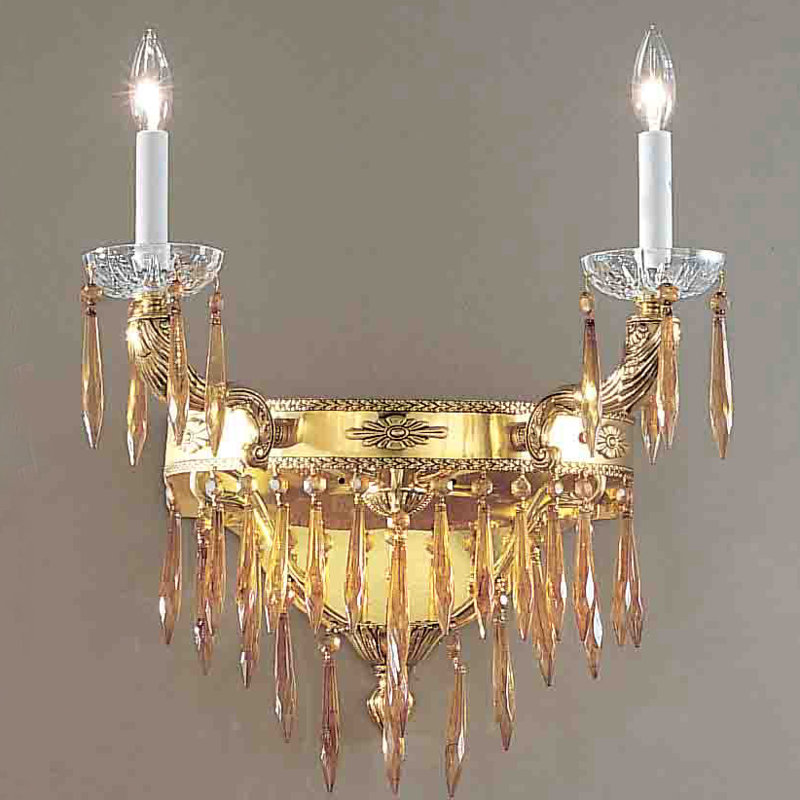 Lampe murale bougie 2 lumières Duchess, Italien antique, Bronze vieilli