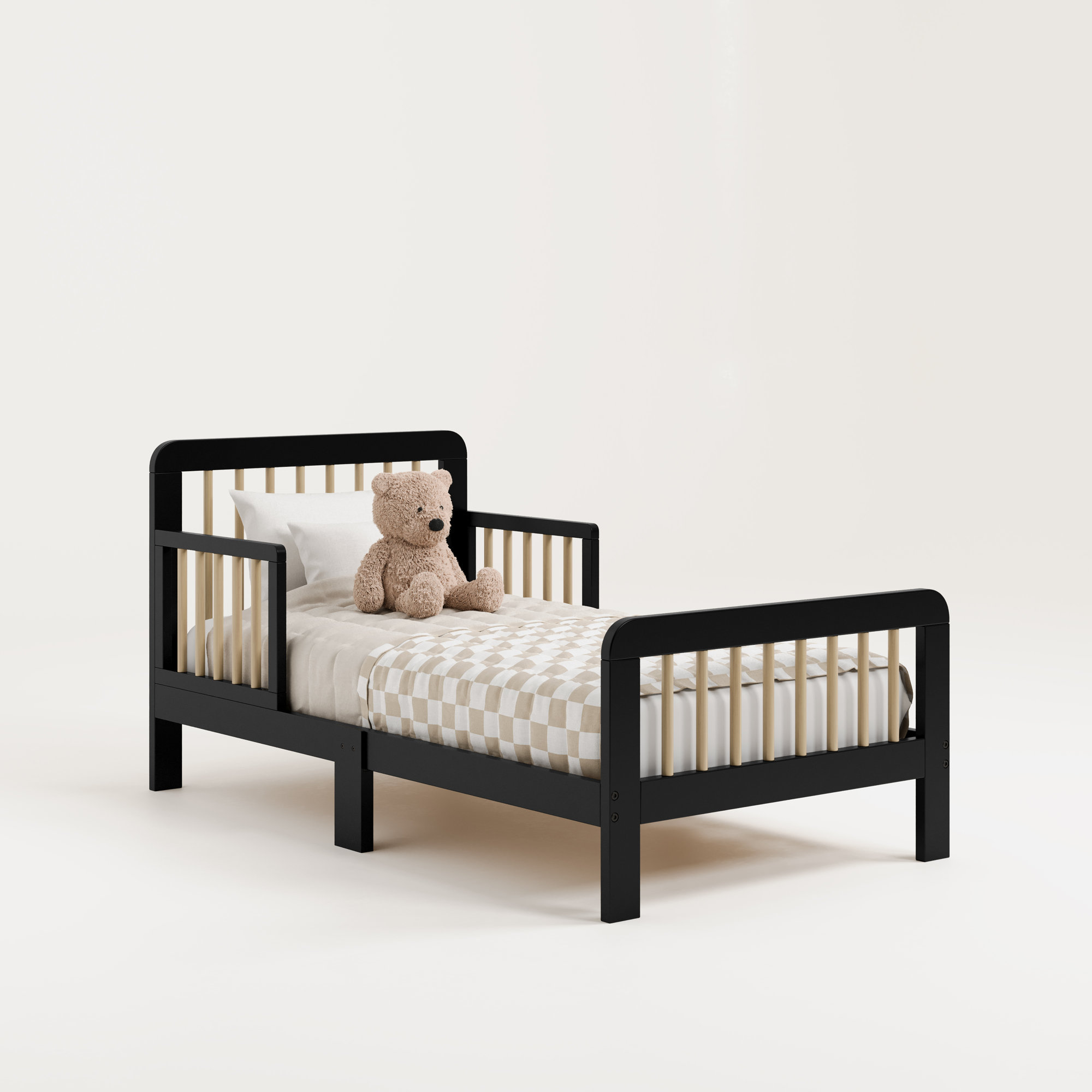 Pasadena Toddler Bed with Guardrails, Black/Driftwood
