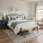 Aura Floral Machine Washable Beige / Blue Indoor Area Rug with Non-Slip Backing-1311912086