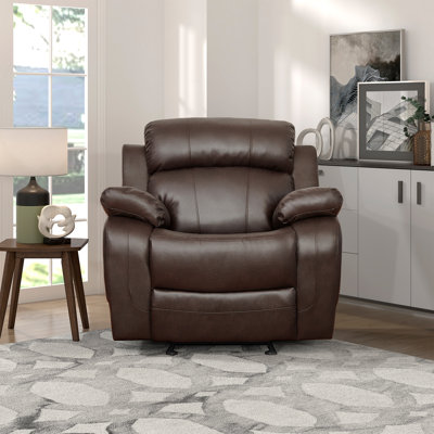 Milford 41" Transitional Faux Leather Glider Reclining Chair with Gentle Gliding Motion & Tab Pull Reclining by Latitude Run