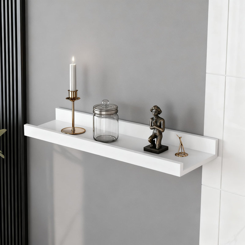 Set Of 6 Floating Shelves With Protective Lip, Modern Wall Display Ledges For Pictures, Books, Plants And Home Decor In Living Room, Bedroom, Nursery And Bathroom