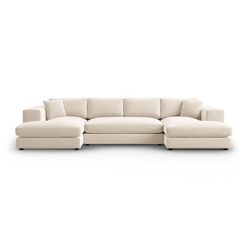 Micadoni Home Upholstered Large Corner Sofa, Light Beige