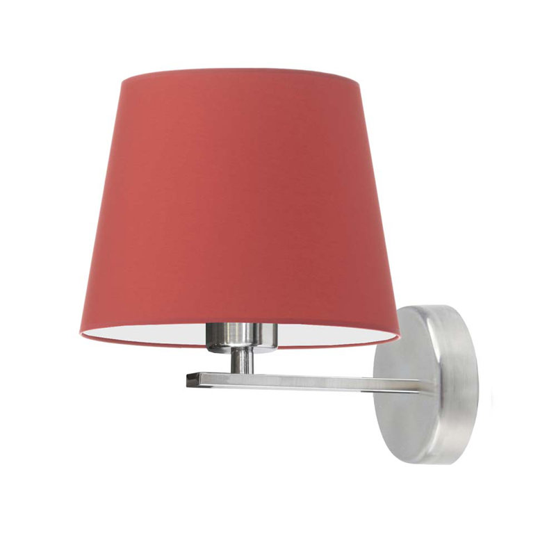 Ayad Armed Sconce, Brushed Steel, Red