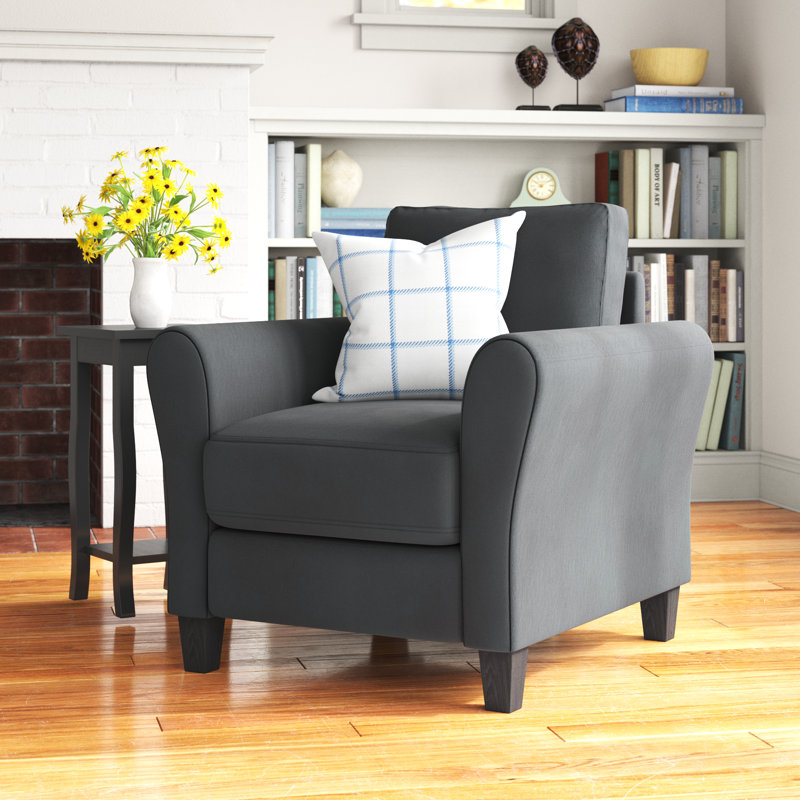 Fauteuil à accoudoirs évasés 33,75 po Ashfield, Microfibres et suédine gris foncé