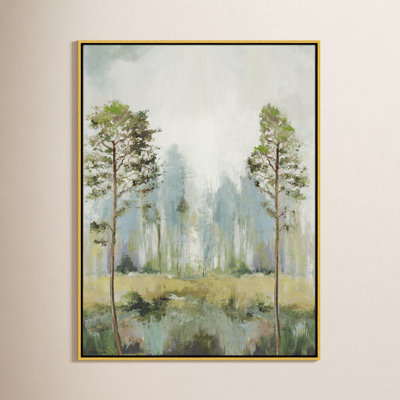 Tall Green Trees II by Teton Pearce - Floater Frame Print on Canvas