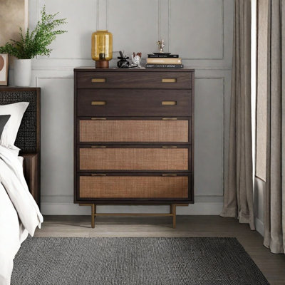 Modern Simple Rattan Decor Wooden Accent Chest