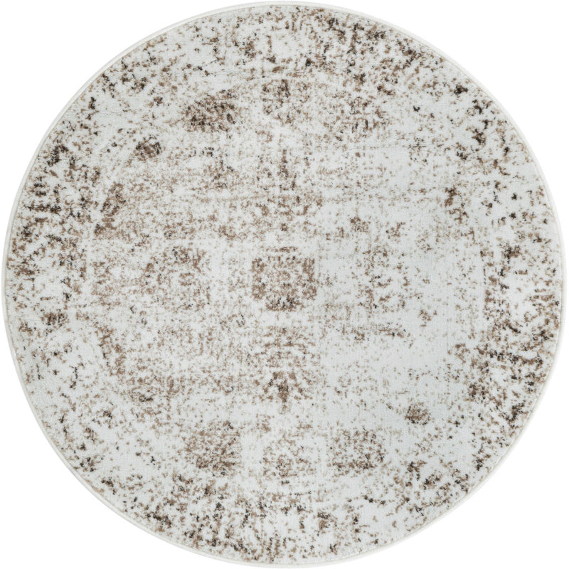 Tapis rond kaki Mangine Ikat, Rond 4 pi 1 po