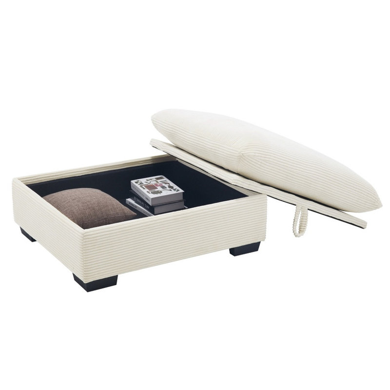 Repose-pieds en velours côtelé Corduroy - Ajout polyvalent au salon avec n'importe quel canapé, Beige