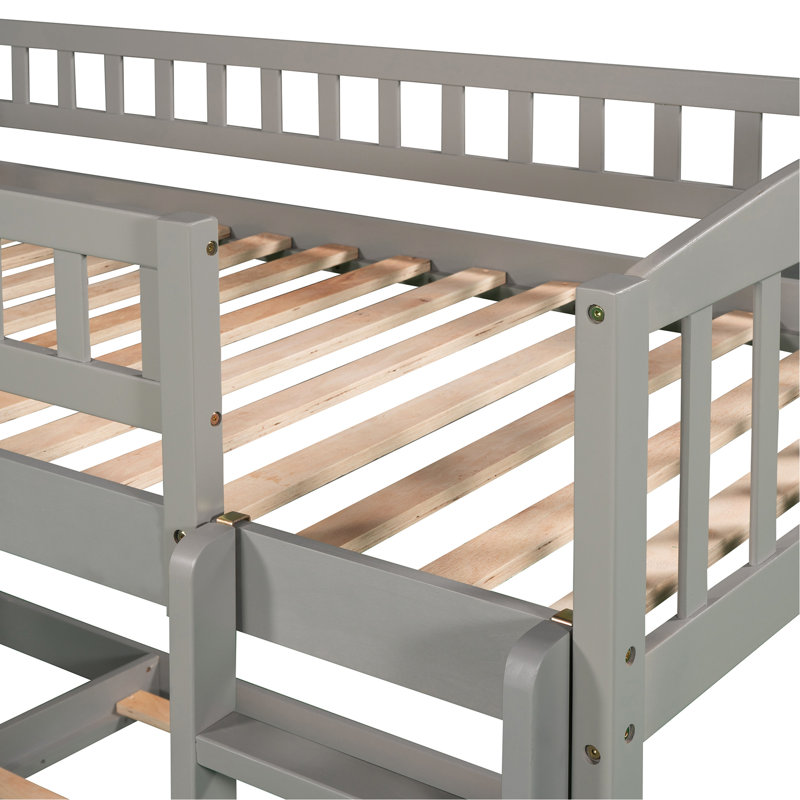 Gray Twin Over Bunk Bed With Slide - Quality Solid Wood Build For Fun And Function In Includes Enhanced Functionality