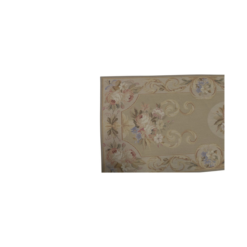 Hand-Knotted High-Quality Gold and Beige Runner