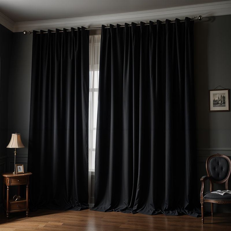 Timiko Blackout Thermal Insulated Curtain Panel, 52" W x 63" L, Black