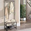 Aketzali Hall Tree 72.5cm Wide Grey Rustic with Shoe Storage Shelves Entryway Hallway Furniture