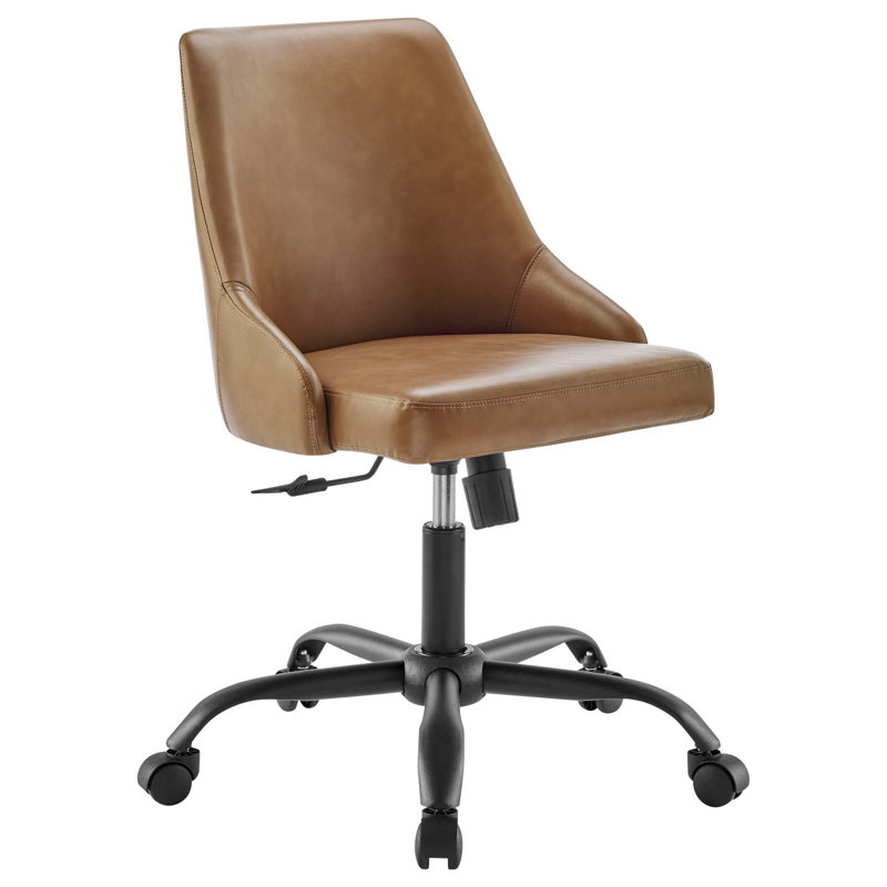 Chaise de bureau pivotante en cuir Designate, Brun clair