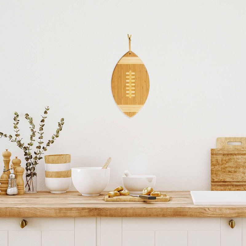 Football-Shaped Bamboo Cutting and Serving Board