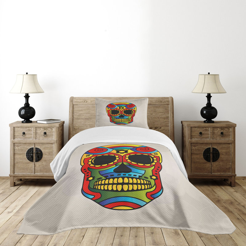 White Quilted Twin Bedspread Set with Pillow Sham