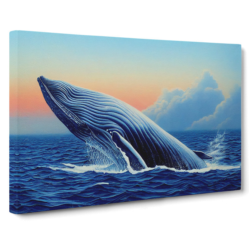 Whale Art Painting - Wrapped Canvas, 50cm H x 76cm W x 3cm D