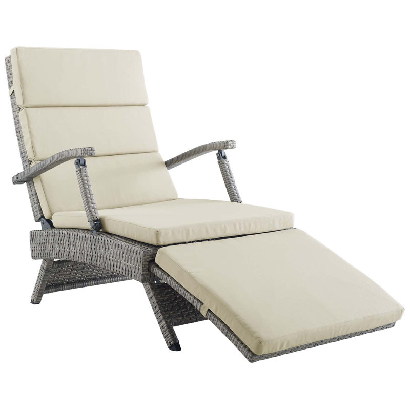 Envisage Chaise Outdoor Patio Wicker Rattan Lounge Chair, Beige