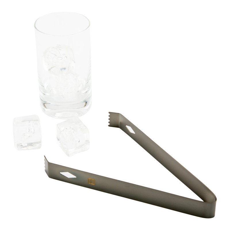 Pince à glace en acier inoxydable plaqué cuivre Bar Lux - 6 1/4 po x 2 1/2 po x 3/4 po - 1 boîte, Noir