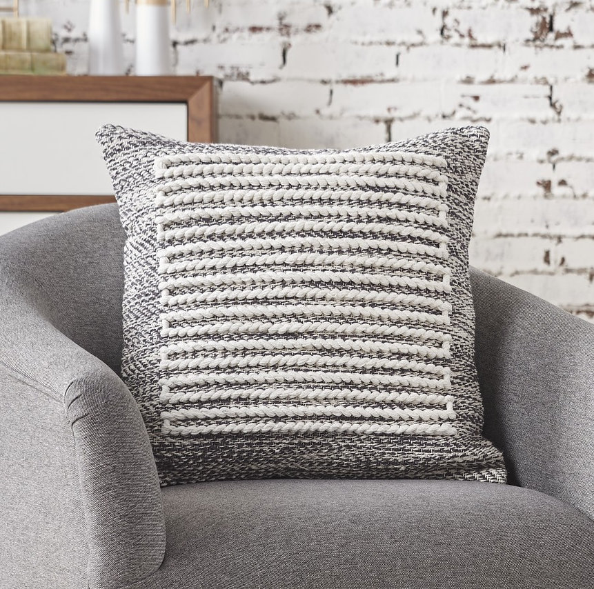 Dupras 18" x 18" Cotton Throw Pillow, Cement