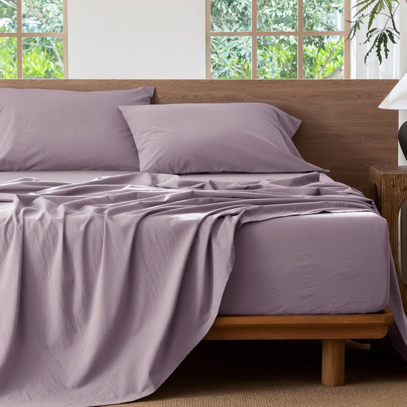 Ensemble de draps MooMee, Ensemble de draps pour très grand lit avec 2 taie, Taro Purple