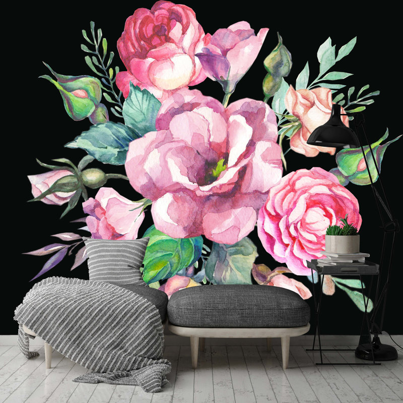 Murale rétro amovible à l'aquarelle Ellii, L 6,25 po x l 75 po