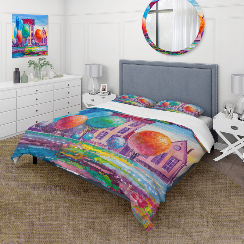 Daydream House In The Village - Ensemble de housse de couette traditionnel - Microfibre de polyester