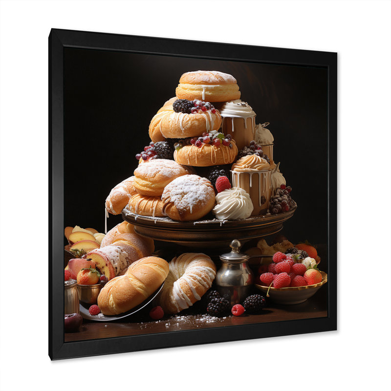 Sweet Pastries III sur impression sur toile, H 36 po x l 36 po x P 1,5 po, Cadre simple noir