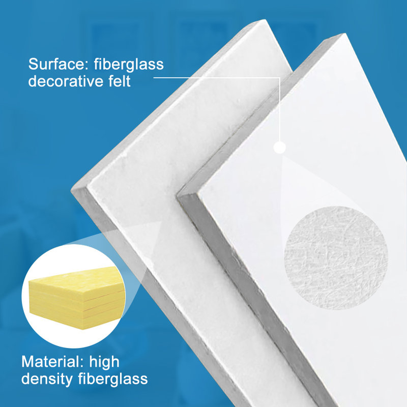 2 panneaux muraux blancs insonorisants en fibre de verre 23,64 x 47,28 pouces