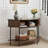 46.4" Farmhouse Half Moon Console Table With Fluted Sliding Doors and a Tambour Storage Cabinet-1719163005