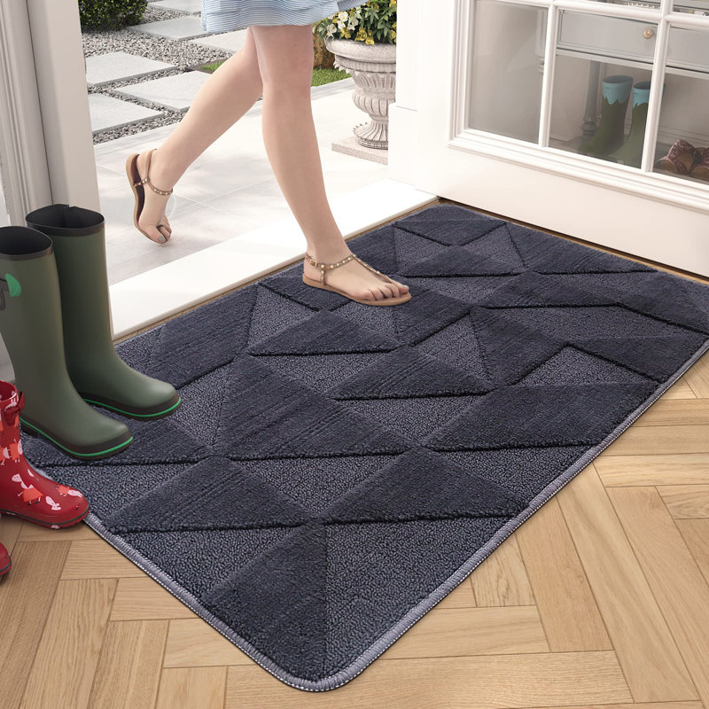Tapis de porte d'extérieur antidérapant Dorna, l 20 po x L 31 po, Gris foncé