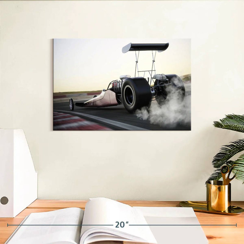 Voiture Mehar Dragster en action, H 8 po x l 12 po