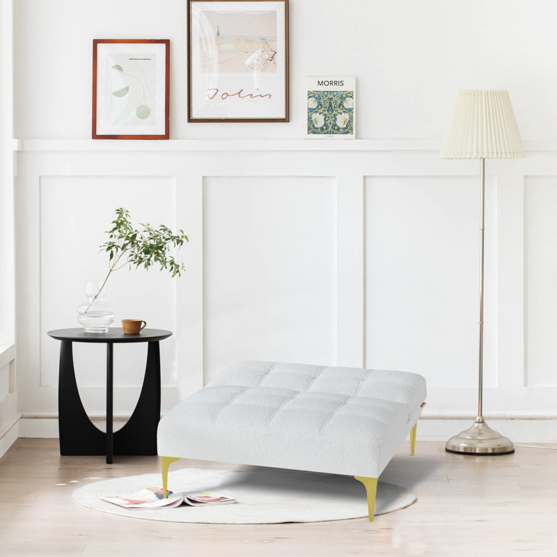 Fauteuil convertible 35,5 po de large Mamertas, Tissu en peluche blanc