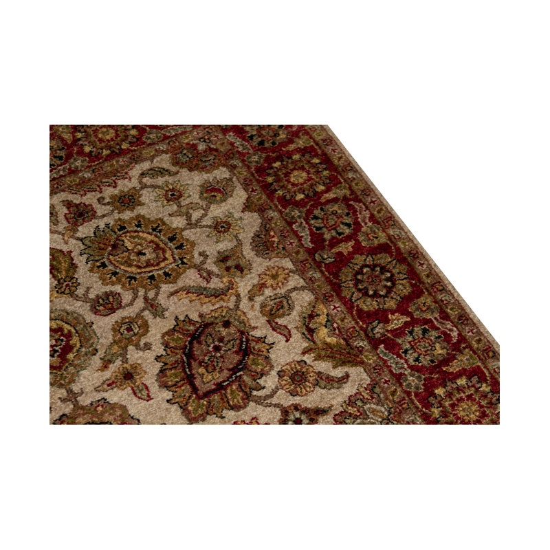 Wool Oriental Area Rug in Ivory/Red