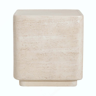 Outdoor Patio MGO Side Table, Travertine Finish, Set Of 1