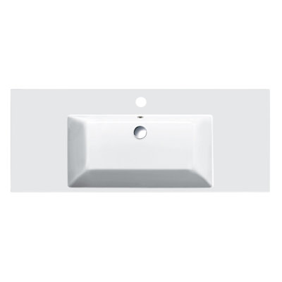 Catalano Zero Domino 125 19.69'' White Fireclay Rectangular Bathroom Sink with Overflow