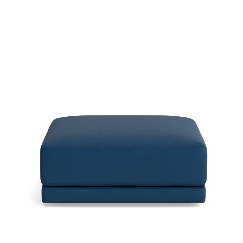 Eva Square Ottoman, Leather - Deep Blue