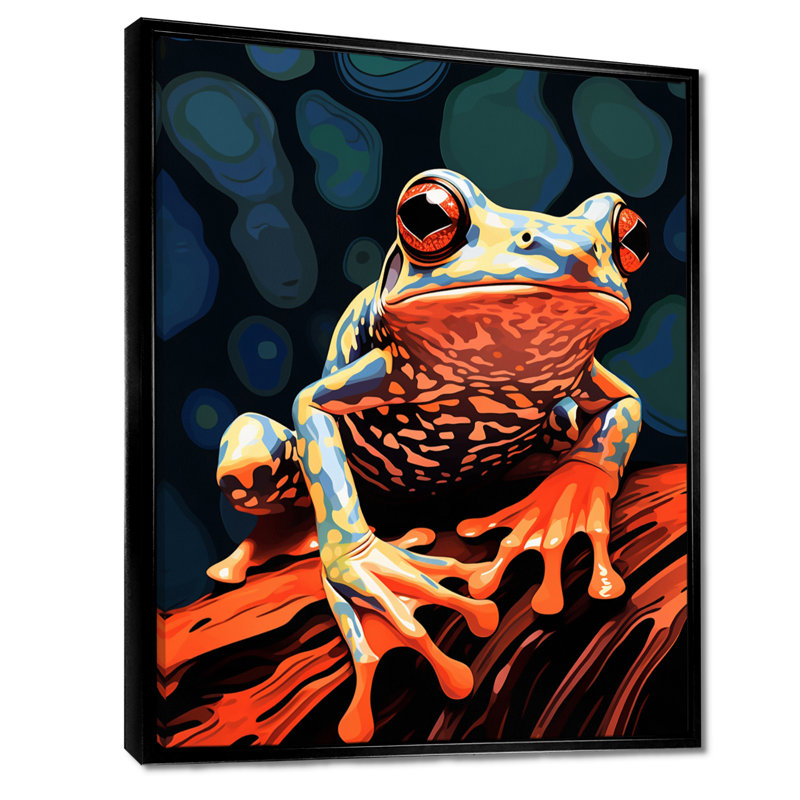«Frog on a Leaf Retro Illustration - Frong Animal», reproduction d'art murale, H 20 po x l 12 po