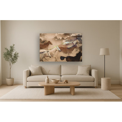Wild Horses in Motion Frameless Tempered Glass Wall Art - 40" x 60"