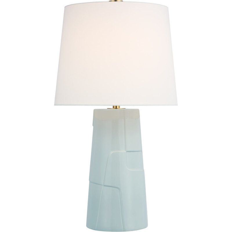 Barbara Barry Braque Medium Debossed Table Lamp, Ice Blue