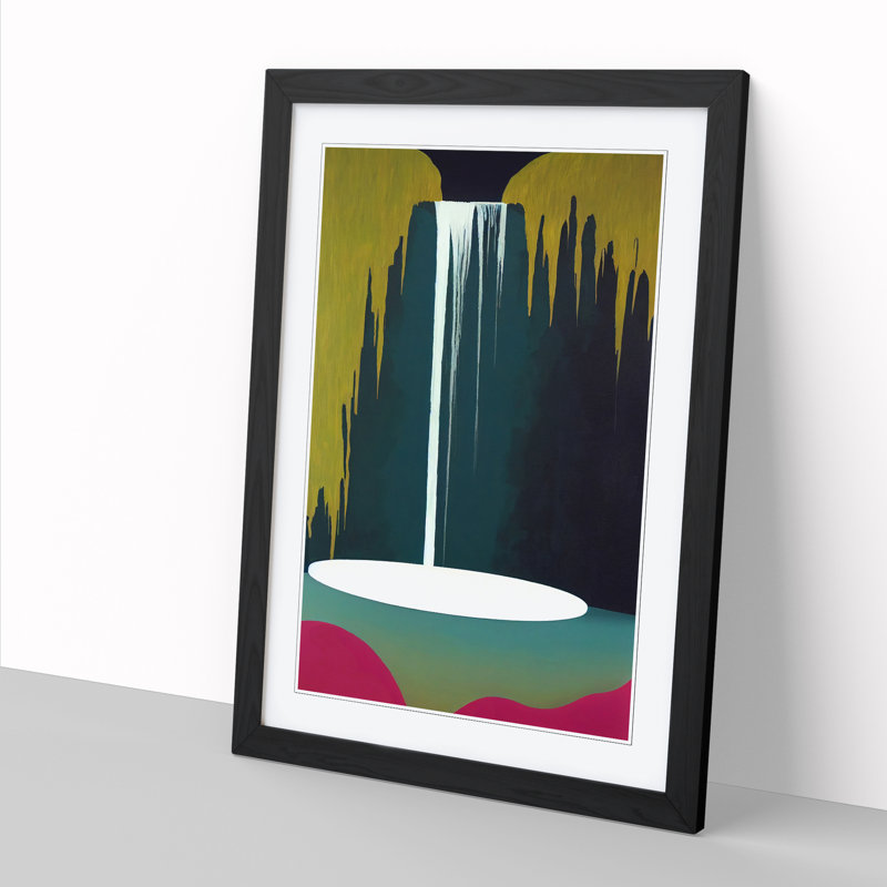 Waterfall Contemporary - Single Picture Frame Print, Black, 64cm H x 46cm W x 2cm D