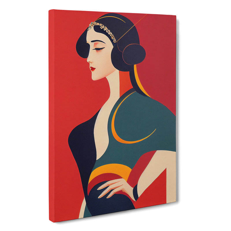 Woman Art Deco Style No.4 - Wrapped Canvas Print, 50cm H x 35cm W x 3cm D