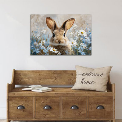 Art mural de lapin de Pâques GUTTATY, décoration murale de photos de lapin de Pâques au printemps, décorations murales de fleurs de lapin et de printemps, impressions de Pâques pour le salon, la chambre à coucher, la chambre d'enfant, la chambre de bébé prête à être suspendue 12 po x 18 po