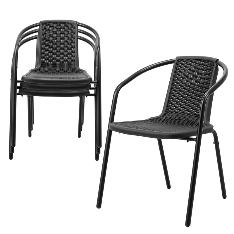 Ensemble de 2 chaises de salle à manger en PE, Noir, 2