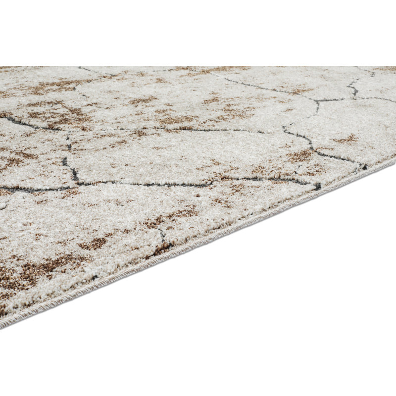 Tapis crème/brun Poche, Rond 8 pi 1 po