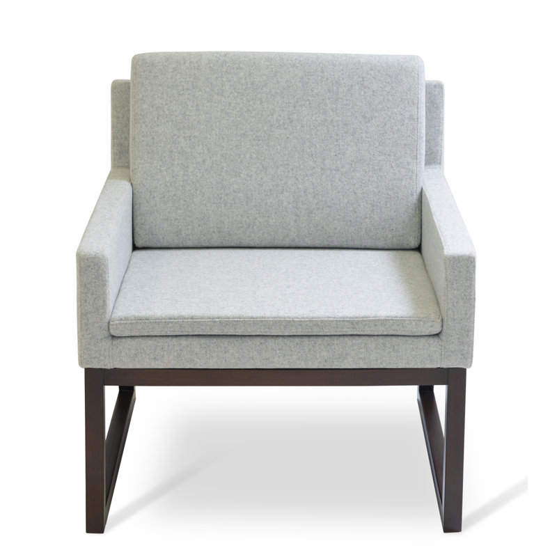 Nova Wood Armchair in Wool, Silver Wool