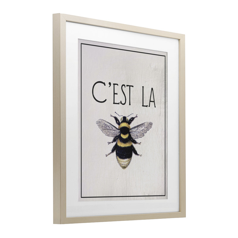 «French Bee», reproduction sous verre encadrée par Lil 'Rue, Cadre de récolte en pin, H 21 po x l 17 po