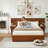 Modern Upholstered Platform Bed with Built-in Storage, Queen, Ochre Linen-1401482595-1401482525